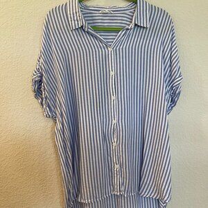 beachlunchlounge Blue and White Button Down Top